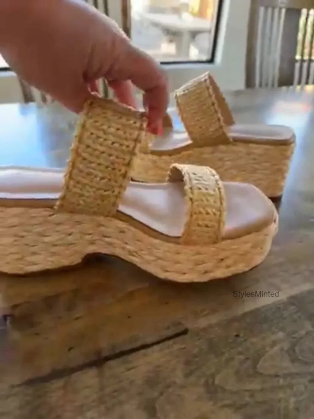 Women Raffia Wedge Sandals Platform Espadrilles Summer Beach